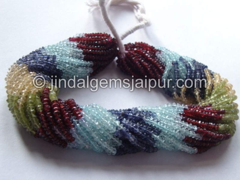 Multi Stone Faceted Roundelle Shape Beads